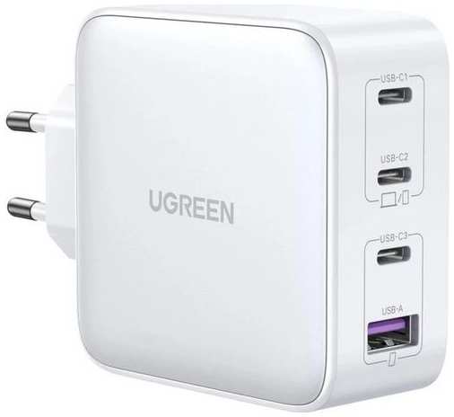 Сетевое зарядное устройство UGREEN CD226, USB + 3х USB type-C, 100Вт, 5A, белый [15337] 9668550495