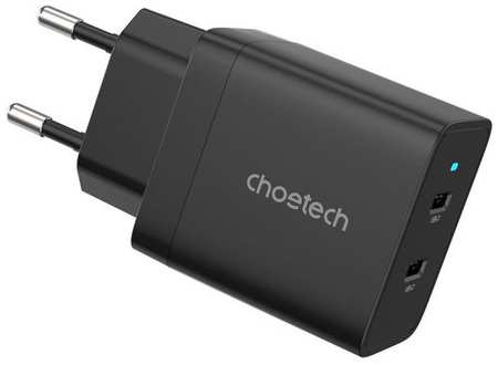 Сетевое зарядное устройство CHOETECH Q5006-EU, 2xUSB type-C, 40Вт, 3A, [q5006-eu-bk]