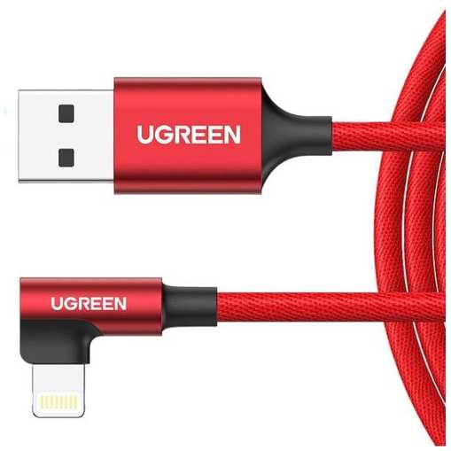 Кабель UGREEN US299, Lightning (m) - USB (m), 1м, MFI, в оплетке, 2.4A, красный [60555]
