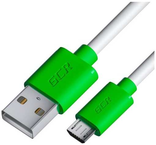 Кабель GREENCONNECT GCR-53226, micro USB (m) - USB (m), 1м, 2A, белый / зеленый 9668552302