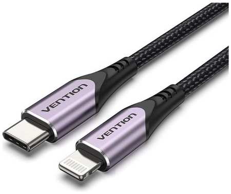 Кабель VENTION TACVF, Lightning (m) - USB Type-C (m), 1м, MFI, в оплетке, черный / фиолетовый 9668552637