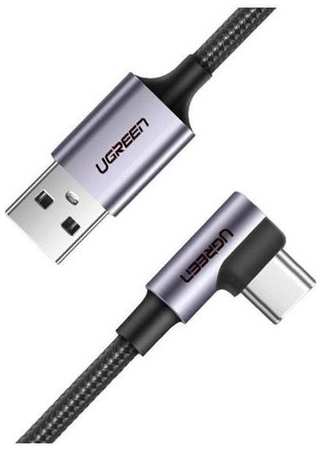 Кабель UGREEN 50940, USB Type-C (m) - USB (m), 0.5м, в оплетке, 3A, черный