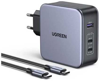 Сетевое зарядное устройство UGREEN 90549, USB + 2xUSB type-C, 65Вт, 5A, черный 9668560897