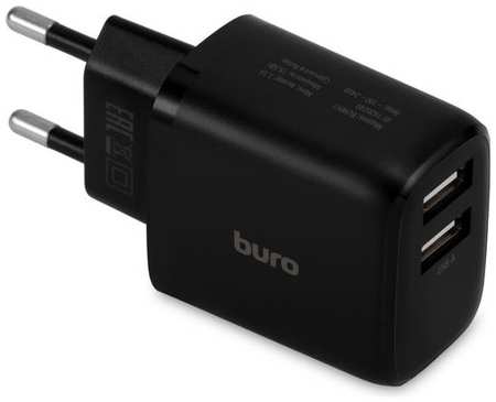 Сетевое зарядное устройство Buro BUWH1, 2xUSB, 15.5Вт, 3.1A, [buwh15s200bk]