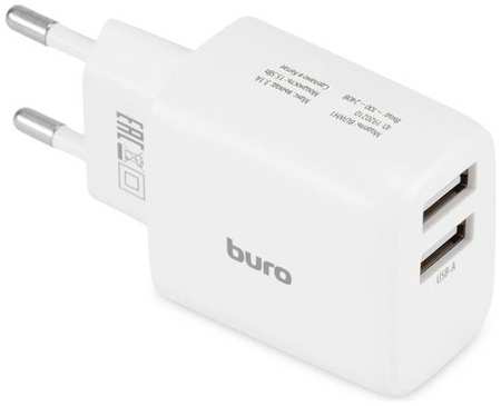 Сетевое зарядное устройство Buro BUWH1, 2xUSB, 15.5Вт, 3.1A, белый [buwh15s200wh] 9668564684