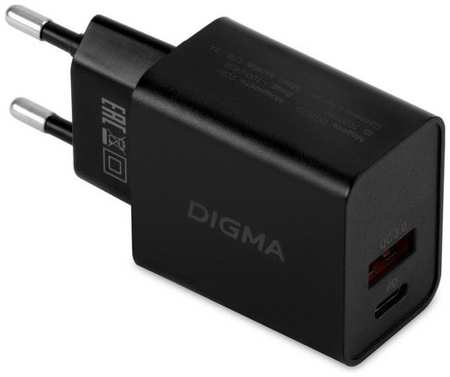 Сетевое зарядное устройство Digma DGW2D, USB-C + USB-A, 20Вт, 3A, черный [dgw2d0f110bk] 9668564835