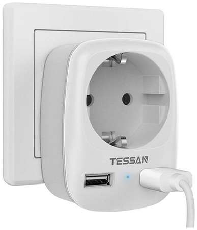 Сетевой фильтр TESSAN TS-611-DE, серый 9668566157