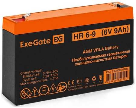 Аккумуляторная батарея для ИБП EXEGATE EX285851 6В, 9Ач [ex285851rus]
