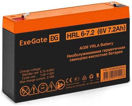 Аккумуляторная батарея для ИБП EXEGATE EX282952 6В, 7.2Ач [ex282952rus] 9668576366