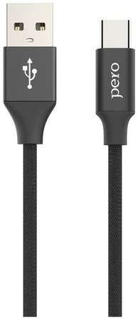 Кабель PERO DC-02, USB Type-C (m) - USB (m), в оплетке, черный [prdc-02tc1mb] 9668580027