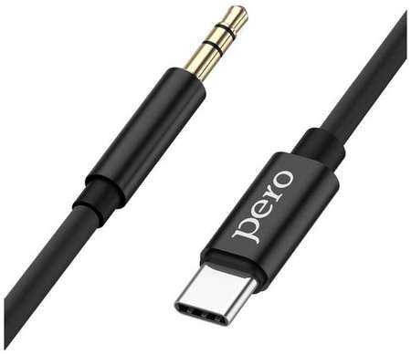 Кабель PERO MC-02, USB Type-C (m) - Jack 3.5 (m), в оплетке, черный [prmc-02t1mb]