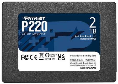 SSD накопитель Patriot P220 P220S2TB25 2ТБ, 2.5″, SATA III, SATA 9668585580