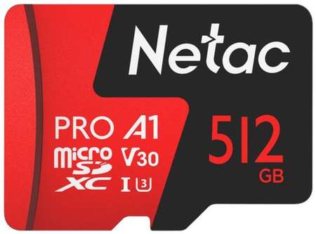 Карта памяти microSDXC UHS-I U3 NETAC P500 Extreme Pro 512 ГБ, 100 МБ/с, Class 10, NT02P500PRO-512G-S, 1 шт