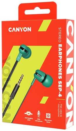 Наушники Canyon SEP-4, 3.5 мм, внутриканальные, зеленый [cns-cep4g] 9668590810