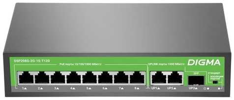 Коммутатор Digma DSP208G-2G-1S-T120, неуправляемый