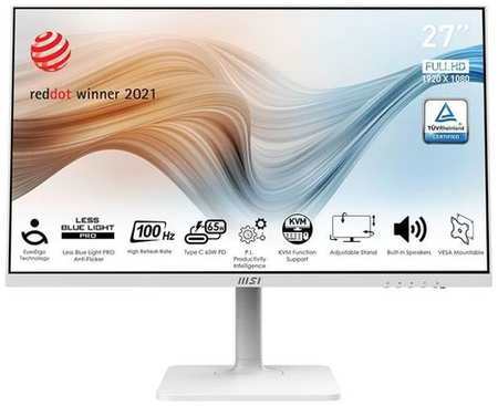 27″ Монитор MSI Modern MD272XPW, 1920x1080, IPS, 100Гц, 1хHDMI, 1хDP, 1хType-С, белый [9s6-3pb19h-099] 9668599975