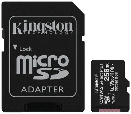 Карта памяти microSDXC UHS-I U3 Kingston Canvas Select Plus 256 ГБ, 100 МБ/с, SDCS2/256GB, 1 шт., переходник SD