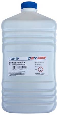 Тонер CET NF5C, для Konica Minolta Bizhub C220/280/360, голубой, 500грамм, бутылка 9668689090