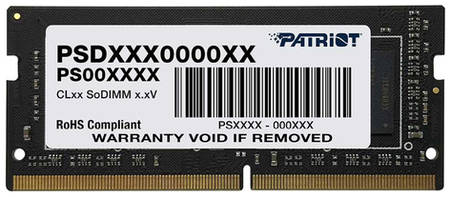 Оперативная память Patriot Signature PSD416G266681S DDR4 - 1x 16ГБ 2666МГц, для ноутбуков (SO-DIMM), Ret 9668750788