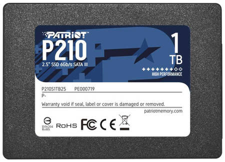 SSD накопитель Patriot P210 P210S1TB25 1ТБ, 2.5″, SATA III, SATA 9668757904