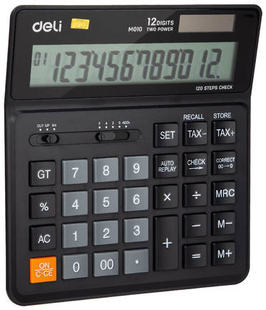 Калькулятор Deli EM01020, 12-разрядный, черный 9668811631