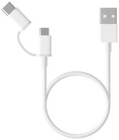 Кабель Xiaomi Mi 2-in-1, USB Type-C (m)/micro USB (m) - USB (m), 0.3м, белый [sjv4083ty] 9668833218