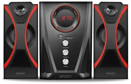 Колонки Bluetooth Ginzzu GM-407, 2.1, черный/ красный [00-00001154] 9668848319