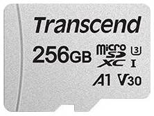 Карта памяти microSDXC UHS-I U3 Transcend 256 ГБ, 100 МБ/с, Class 10, TS256GUSD300S-A, 1 шт., переходник SD