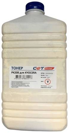 Тонер CET PK208, для Kyocera Ecosys M5521cdn/M5526cdw/P5021cdn/P5026cdn, желтый, 500грамм, бутылка 9668856209