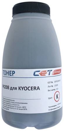 Тонер CET PK208, для Kyocera Ecosys M5521cdn/M5526cdw/P5021cdn/P5026cdn, черный, 50грамм, бутылка 9668856297
