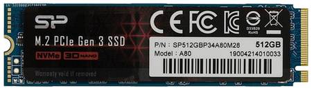 SSD накопитель Silicon Power M-Series SP512GBP34A80M28 512ГБ, M.2 2280, PCIe 3.0 x4, NVMe, M.2 9668864976