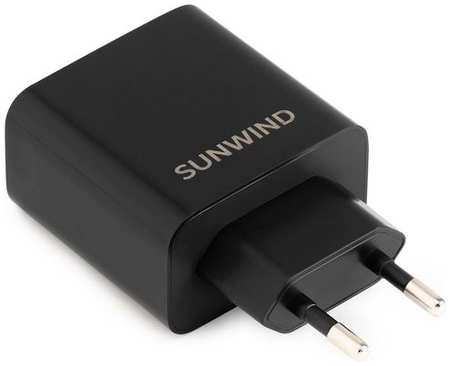 Сетевое зарядное устройство SunWind SWWB3, USB + USB type-C, 30Вт, 3A, черный [swwb3h1100bk] 9668936249