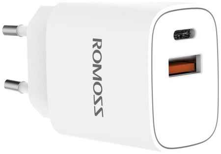 Сетевое зарядное устройство Romoss AC20T, USB-C + USB-A, 3A