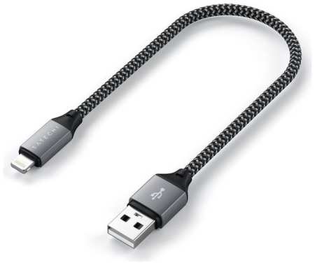 Кабель Satechi, Lightning (m) - USB (m), 0.25м, MFI, в оплетке, серый [st-tal10m]