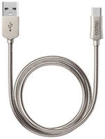 Кабель Deppa Steel, USB Type-C (m) - USB (m), 1.2м, 2.4A, стальной [72274]