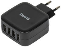 Сетевое зарядное устройство Buro TJ-286B Smart, 4xUSB, 25Вт, 5A, черный