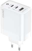 Сетевое зарядное устройство PERO TC14, USB-A, 2xUSB-C, 48Вт, 3A, [тс14w]