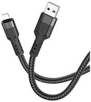 Кабель Hoco U110 iP, Lightning (m) - USB (m), 1.2м, в оплетке, 2.4A, черный