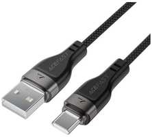 Кабель ACEFAST C11-04, USB Type-C (m) - USB (m), 1.2м, в оплетке, 3A, черный [af-c11-04-bk]