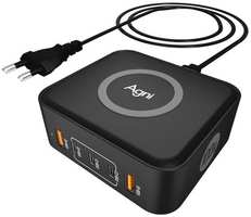 Сетевое зарядное устройство AGNI TP-CA02, 2xUSB-A, 3xUSB-C, 100Вт, 3A, [tp-ca02-e-gan-black]