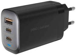 Сетевое зарядное устройство PERO ТС30, USB-A, 2xUSB-C, 65Вт, 3A, [тс30gr]