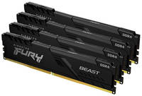 Оперативная память Kingston Fury Beast Black KF436C18BBK4 / 64 DDR4 - 4x 16ГБ 3600МГц, DIMM, Ret (KF436C18BBK4/64)