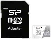 Карта памяти microSDXC UHS-I U3 Silicon Power Superior 128 ГБ, 100 МБ/с, Class 10, SP128GBSTXDA2V20SP, 1 шт., переходник SD