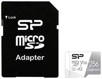 Карта памяти microSDXC UHS-I U3 Silicon Power Superior 256 ГБ, 100 МБ/с, Class 10, SP256GBSTXDA2V20SP, 1 шт., переходник SD
