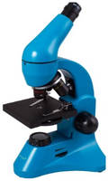 Микроскоп LEVENHUK Rainbow 50L Plus, световой / оптический / биологический, 64-1280х, на 3 объектива, голубой / черный [69053]
