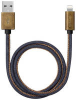 Кабель Deppa Jeans, Lightning (m) - USB (m), 1.2м, MFI, в оплетке, 2.4A, синий [72275]