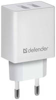 Сетевое зарядное устройство Defender UPA-22, 2xUSB, 2.1A, белый [83580]