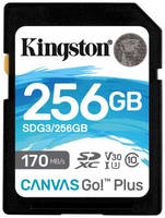 Карта памяти SDXC UHS-I U3 Kingston Canvas Go! Plus 256 ГБ, 170 МБ / с, Class 10, SDG3 / 256GB, 1 шт., без адаптера (SDG3/256GB)
