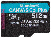 Карта памяти microSDXC UHS-I U3 Kingston Canvas Go! Plus 512 ГБ, 170 МБ/с, Class 10, SDCG3/512GBSP, 1 шт., без адаптера