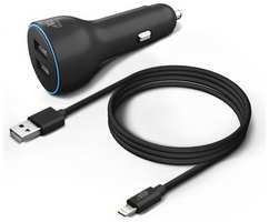 Автомобильное зарядное устройство BORASCO 2xUSB-A, 8-pin Lightning, 2.4A, [50180]